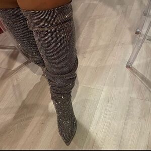 Black and Silver Studded Women's Boots